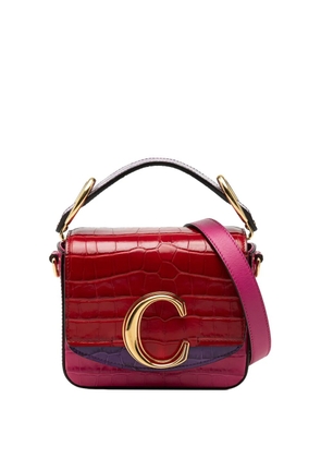 Chloé Pre-Owned 2020 Mini Tricolor Croc Embossed Calfskin C satchel - Pink