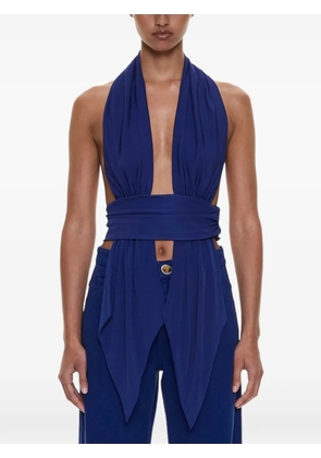Christopher Esber scarf-draped halterneck top - Blue