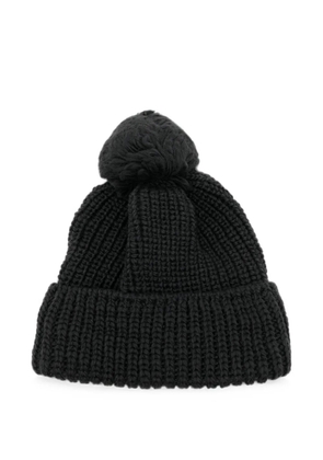 Yohji Yamamoto pom-pom chunky-knit beanie hat - Black