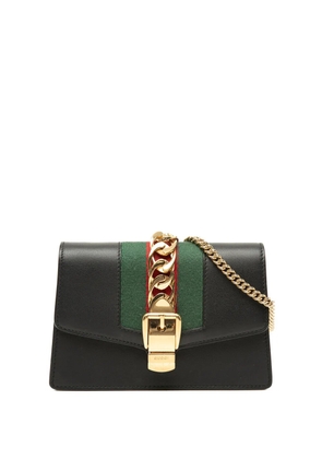 Gucci Pre-Owned 2016-2026 Super Mini Calfskin Web Sylvie Chain crossbody bag - Black