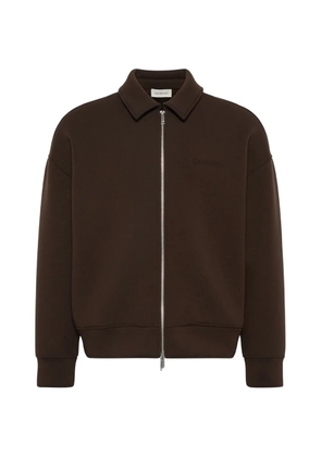Calvin Klein logo-embroidered zip-up jacket - Brown