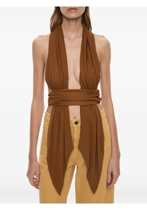 Christopher Esber scarf-draped halterneck top - Brown