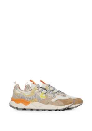 FLOWER MOUNTAIN Yamano 3 calf suede-panel sneakers - Neutrals