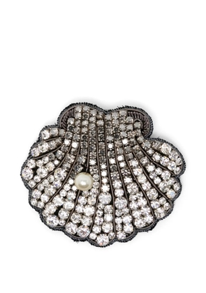 Dice Kayek crystal-embellished shell brooch - Silver