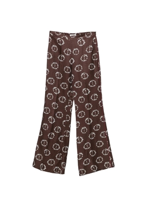 SANDRO floral-print piping-detail palazzo pants - Brown