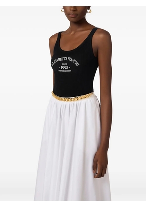 Elisabetta Franchi logo-print ribbed bodysuit - Black