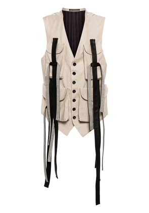 Yohji Yamamoto cargo-pockets canvas vest - Neutrals