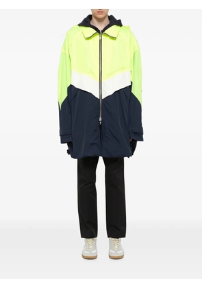 Juun.J colour-block drawstring-hood coat - Blue