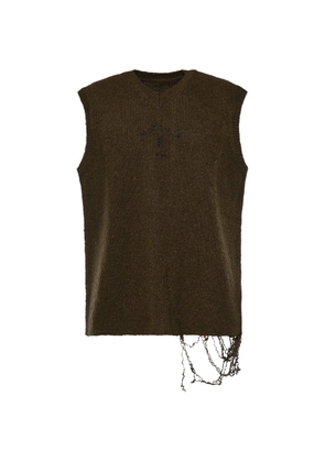 MM6 Maison Margiela distressed V-neck sweater - Green