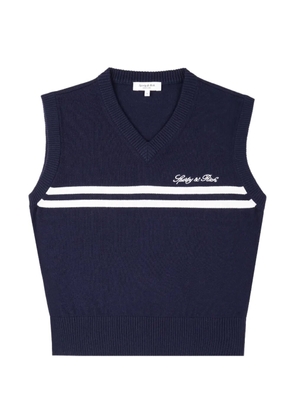 Sporty & Rich Signature logo-embroidered striped cotton vest - Blue