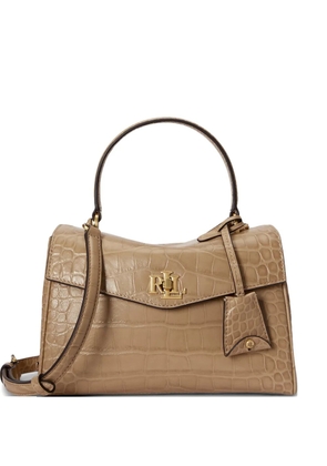 Lauren Ralph Lauren small Farrah crocodile-embossed leather tote bag - Neutrals