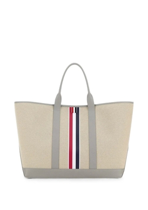 Thom Browne medium RWB stripe cotton tote bag - Neutrals