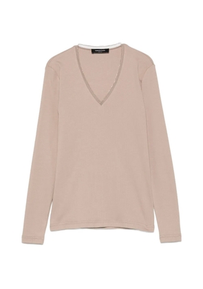 Fabiana Filippi V-neck long-sleeve T-shirt - Brown