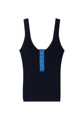 SANDRO ribbed-knit contrast-placket sweater - Black