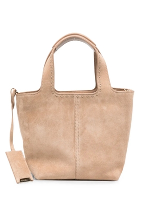 Santoni mini Chapelier whipstitch-trim tote bag - Neutrals
