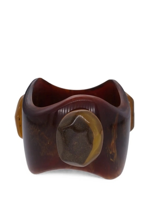 Vintage embellished cuff bracelet - Brown
