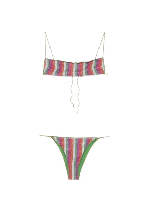 Oséree striped glitter-effect bikini - Pink