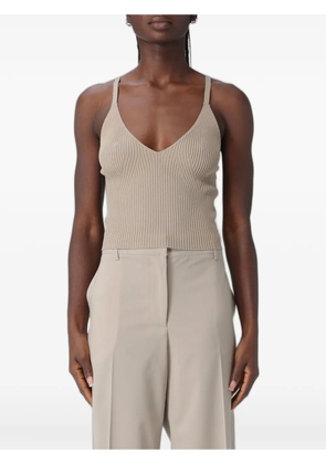 Emporio Armani ribbed-knit V-neck top - Neutrals