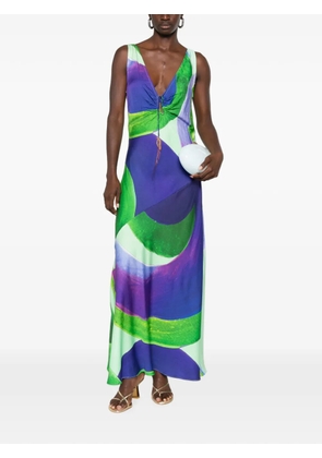Themis Z Ianthe abstract-print ruched-detail maxi dress - Green