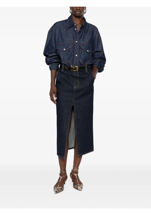 KHAITE Christensen contrast-stitch denim shirt - Blue