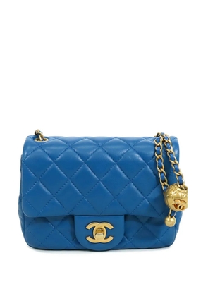 CHANEL Pre-Owned 2019 Mini Square Classic Lambskin Pearl Crush Single Flap crossbody bag - Blue