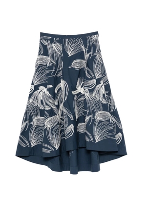 Kiton floral-embroidered asymmetric skirt - Blue