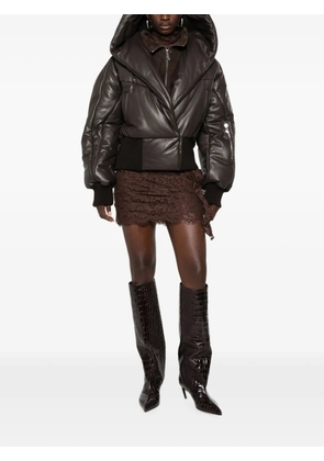 The Attico quilted hooded jacket - Brown