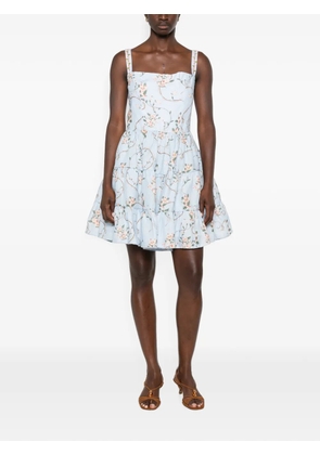 Agua By Agua Bendita Lima floral-print tiered mini dress - Blue