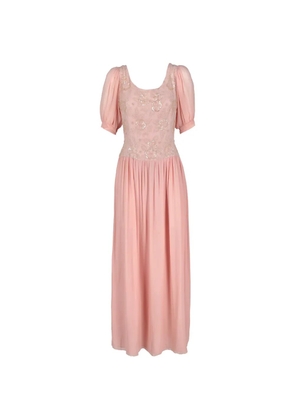 Vintage sequin-embellished puff-sleeve dress - Pink