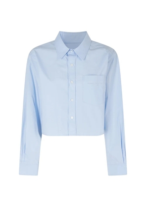 Alexander Wang embroidered-logo crop shirt - Blue