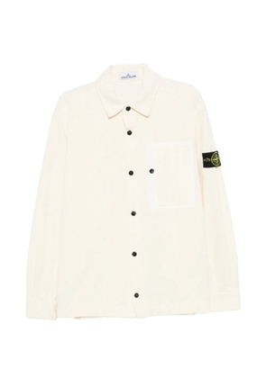 Stone Island corduroy-texture chest-pocket shirt - White