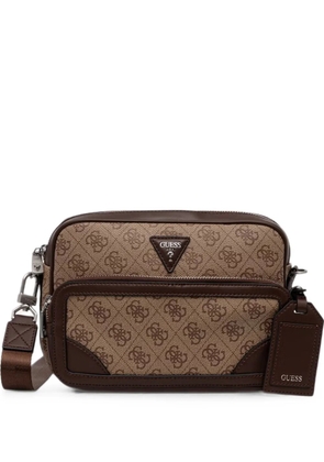 GUESS USA monogram-print logo-plaque messenger bag - Brown