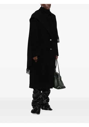 The Attico fringed-scarf coat - Black