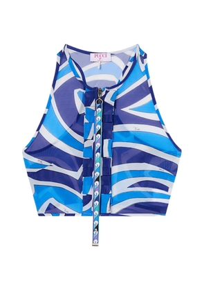 PUCCI Labirinto-print ruffle top - Blue