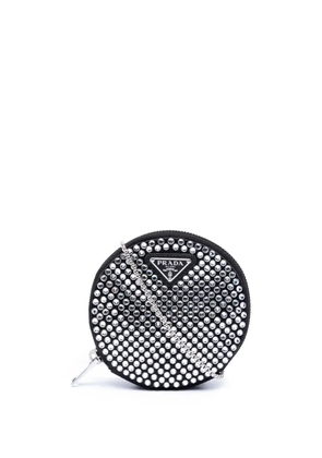 Prada Pre-Owned 2013-2026 Satin Crystal Round Chain crossbody bag - Black