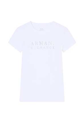 Armani Exchange rhinestone-logo T-shirt - White