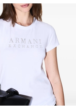 Armani Exchange rhinestone-logo T-shirt - White