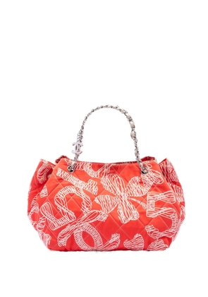 CHANEL Pre-Owned 2008-2009 CC Quilted Cotton Coral Print Chain tote bag - Orange