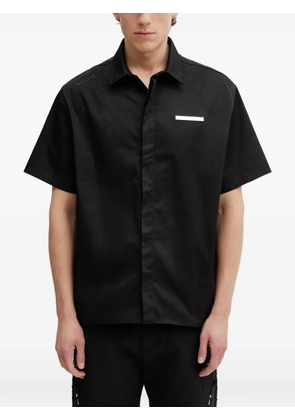 HELIOT EMIL perforated logo-plaque shirt - Black