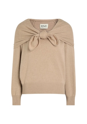 TOVE bow-detail knitted jumper - Neutrals