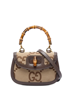 Gucci Pre-Owned 2016-2026 Small Jumbo GG Canvas Bamboo 1947 Top Handle Bag satchel - Neutrals