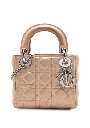 Christian Dior Pre-Owned 2015 Mini Iridescent Lambskin Cannage Lady Dior satchel - Gold