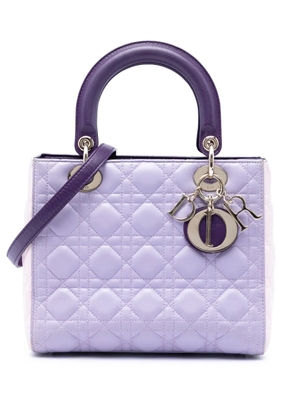 Christian Dior Pre-Owned 2015 Medium Tricolor Lambskin Cannage Lady Dior satchel - Purple