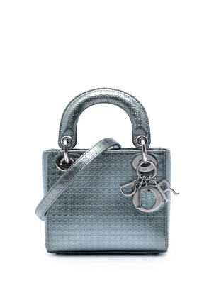 Christian Dior Pre-Owned 2015 Mini Metallic Patent Microcannage Lady Dior satchel - Blue