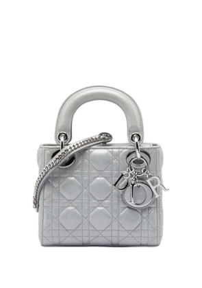 Christian Dior Pre-Owned 2016 Mini Iridescent Lambskin Cannage Lady Dior satchel - Silver