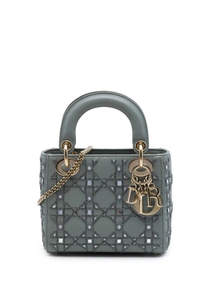 Christian Dior Pre-Owned 2020 Mini Calfskin Cannage Beaded Lady Dior satchel - Grey