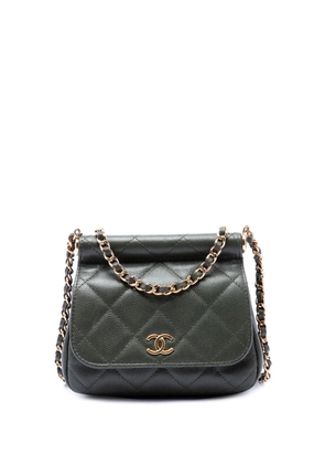CHANEL Pre-Owned 2021-2026 Small CC Quilted Caviar Bar Flap Clutch With Chain crossbody bag - Green