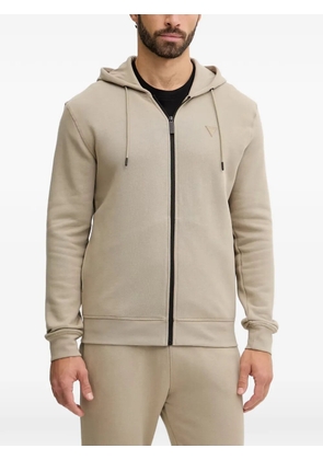 GUESS USA logo-patch zip-up hoodie - Neutrals