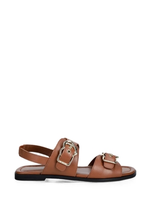 Love Moschino heart-buckle leather sandals - Brown