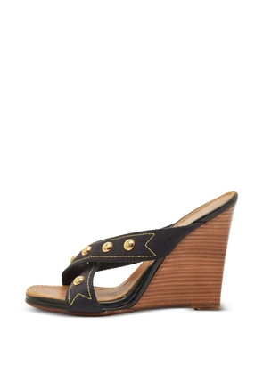 Louis Vuitton Pre-Owned studded cross-strap wedge sandals - Black